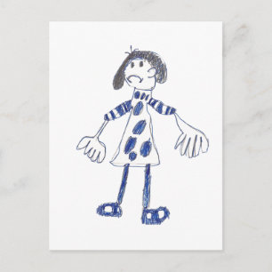 Postal El Chica de la figura del palo pide abrazarse