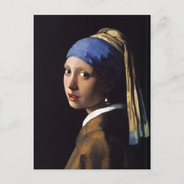 Postal El Chica de la Perla, por Vermeer (Anverso)