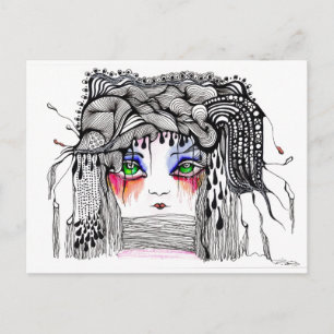 Postal El Chica de las lágrimas rojas