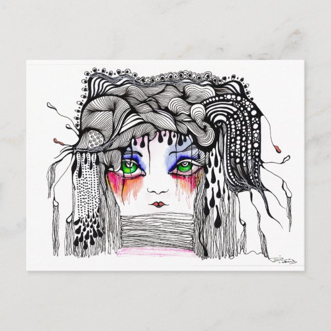 Postal El Chica de las lágrimas rojas (Anverso)