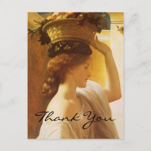 Postal El Chica de Leighton con una cesta de fruta