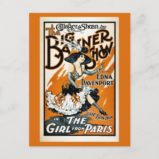 Postal El Chica de París, poster musical vintage (Anverso)