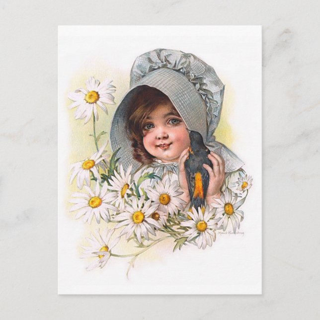 Postal El Chica margarita de Maud Humphrey (Anverso)