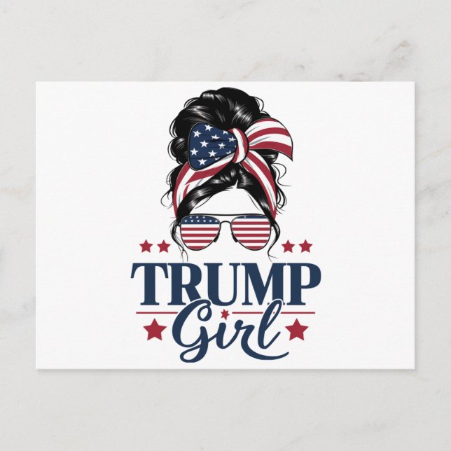 Postal El Chica Trump Messy Bun Trump Elección Estadounid (Anverso)