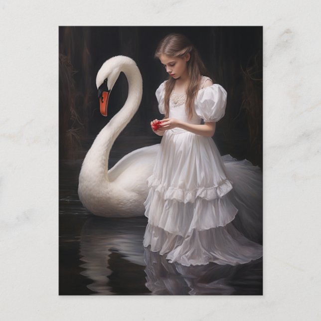 Postal El Chica y el cisne (Anverso)