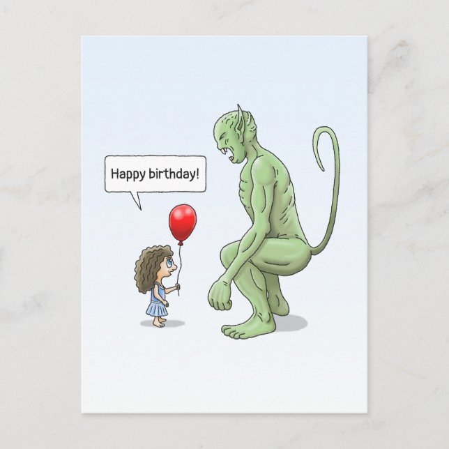 Postal El Chica y el Gran Goblin Verde (Anverso)