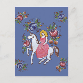 Postal El chica y el unicornio