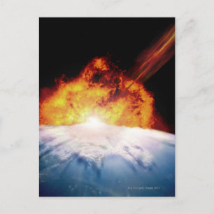 Postal El choque de asteroides con la Tierra