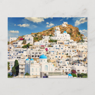 Postal El Chora de la isla de Ios en Cícladas, Grecia