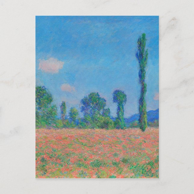 Postal El cielo azul de los rojos de Monet - Campo de ama (Anverso)