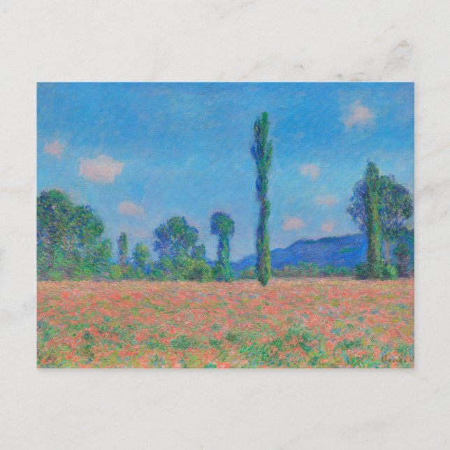 Postal El cielo azul de los rojos de Monet - Campo de ama (Anverso)