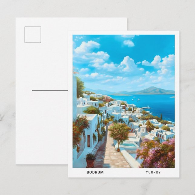 Postal El cielo azul en Bodrum Turquía Viaje de época (Anverso / Reverso)
