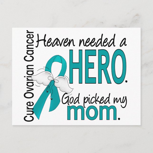 Postal El cielo necesita un cáncer ovárico de hero Mom (Anverso)