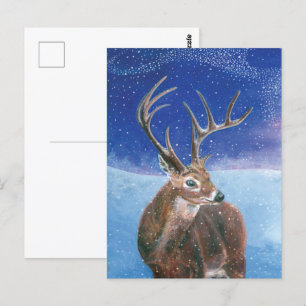 Postal El ciervo rojo (Cervus elaphus) en invierno