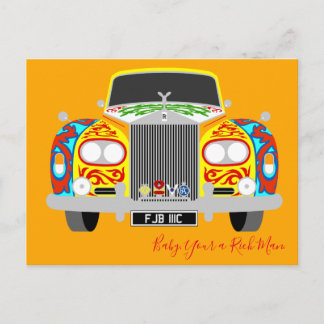 Postal El clásico coche de limusina psicodélica de Lennon