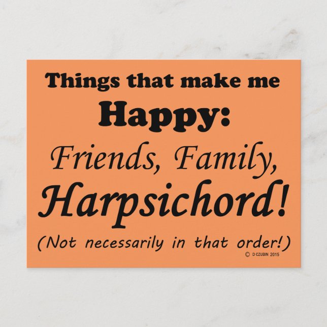Postal El clavicordio me hace feliz (Anverso)