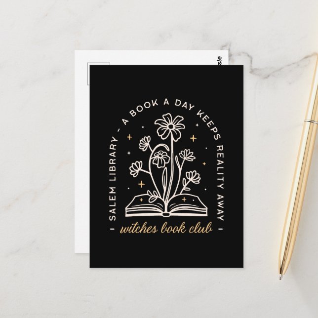Postal El club de libros de brujas biblioteca de libros b (Anverso/Reverso In Situ)