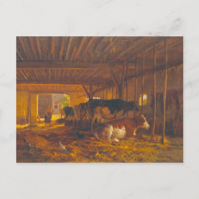 Postal El cobertizo de vacas del siglo XIX (Anverso)