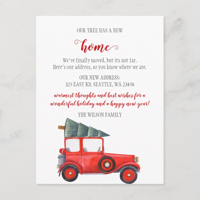 Postal El coche del árbol de Navidad que hemos movido las (Anverso)