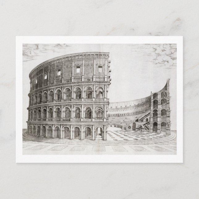Postal El Coliseo, construido en AD 80 (grabado) (Anverso)