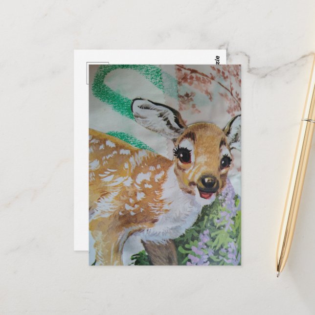 Postal El Collage Retro Fawn (Anverso/Reverso In Situ)