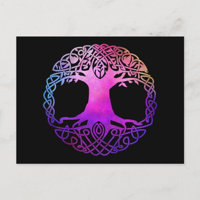 Postal El colorido árbol celta de la vida (Anverso)