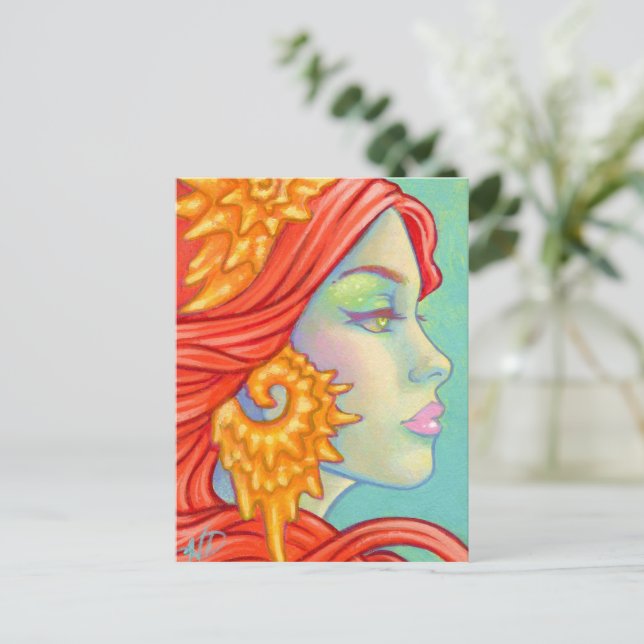 Postal El colorido arte de la sirena (Anverso de pie)
