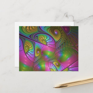 Postal El colorido arte fractal abstracto y luminoso
