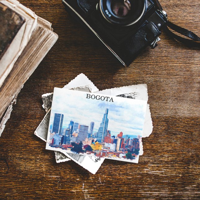 Postal El colorido paisaje de la ciudad de Bogotá en Colo (bogota colombia vintage city postcard)