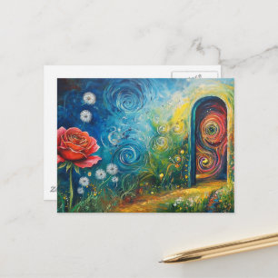 Postal El colorido portal de la puerta del jardín mágico