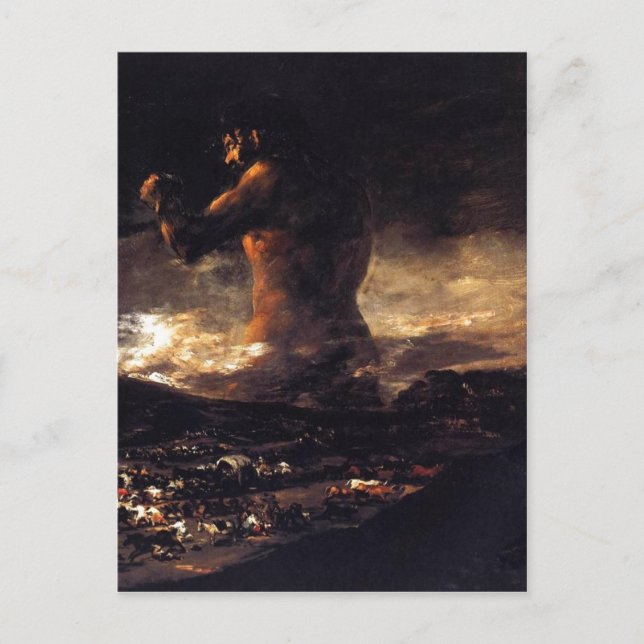Postal El coloso (1808-1812) Francisco de Goya. Aceite en (Anverso)