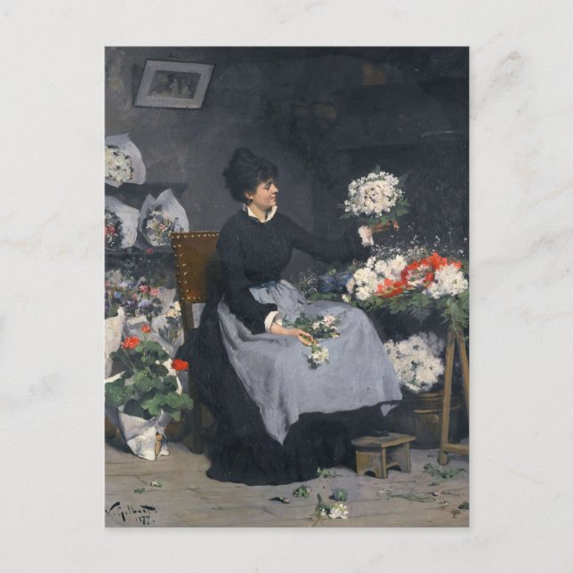 Postal El comerciante de flores | Victor Gabriel Gilbert (Anverso)