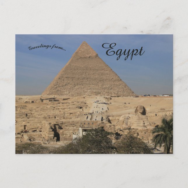 Postal El complejo de las pirámides de Giza en Egipto (Anverso)