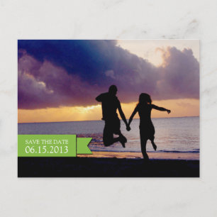 Postal El compromiso de los bodas de pancartas verdes sal