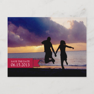 Postal El compromiso del boda de banner rojo Berry salva 