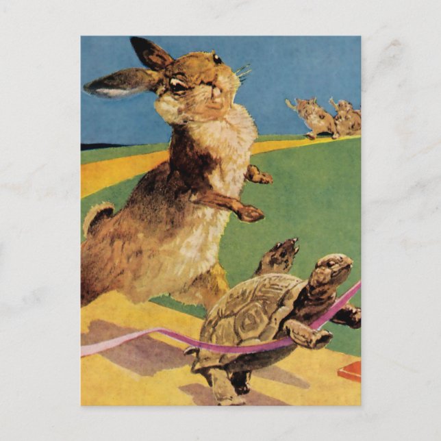 Postal “El conejo y la liebre” de Harry Rountree (Anverso)