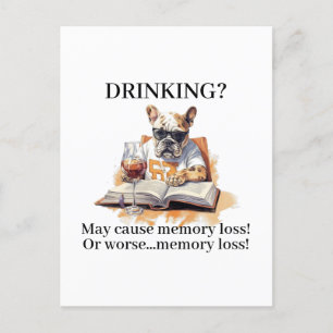 Postal El consumo de alcohol en lectura de Bulldog Francé
