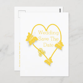 Postal El Corazón De Mariposa De Color Amarillo Guarda La