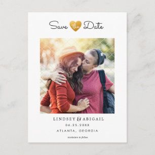 Postal El corazón de oro LGBTQ salva la fecha con foto