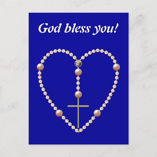 Postal El corazón de "Perlas" formó Rosary (Anverso)