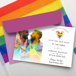 Postal El corazón del arcoiris LGBT salva nueva fecha Bod