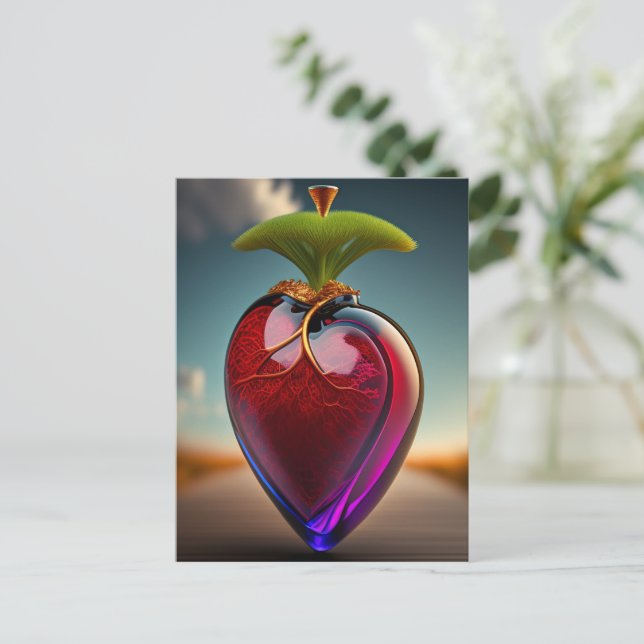 Postal El corazón del vidrio | Arte digital (Anverso de pie)