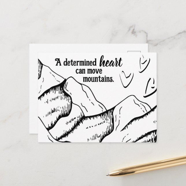 Postal El Corazón Determinado Motivacional Puede Mover Mo (Anverso/Reverso In Situ)