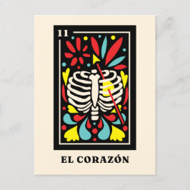 Postal El Corazon Estilo Mexicano Diseño Tarot