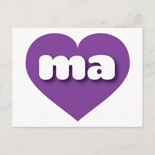 Postal El corazón morado de Massachusetts - me encantan l (Anverso)