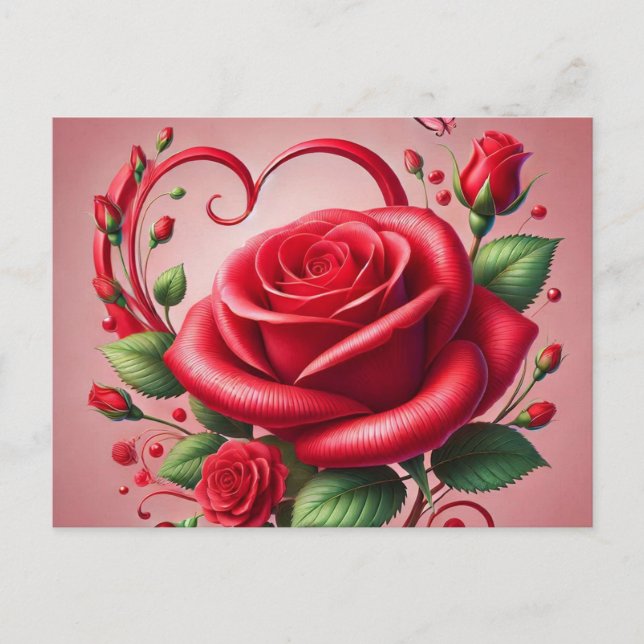 Postal El Corazón Rojo Magnífico Bonito Cuto (Anverso)