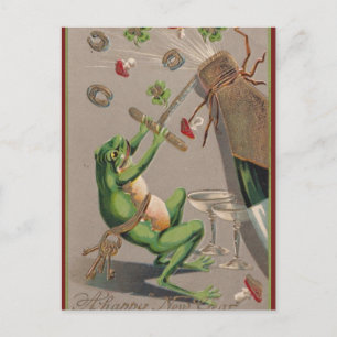 Postal El corcho vintage de rana para cortar la veta en e
