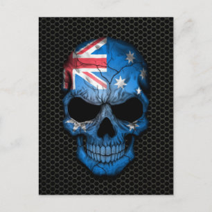 Postal El cráneo de la bandera australiana en gráfico de