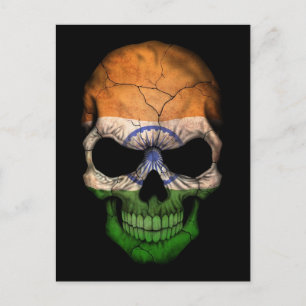 Postal El cráneo de la bandera india en negro
