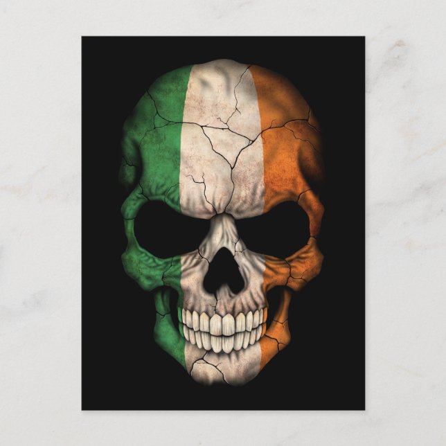 Postal El cráneo de la bandera irlandesa en negro (Anverso)